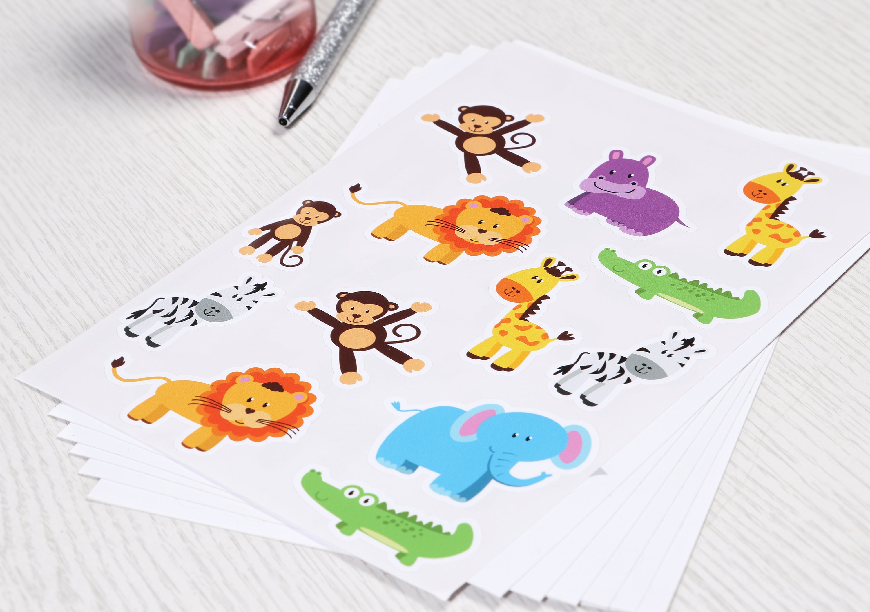 cartoon animals sticker sheets