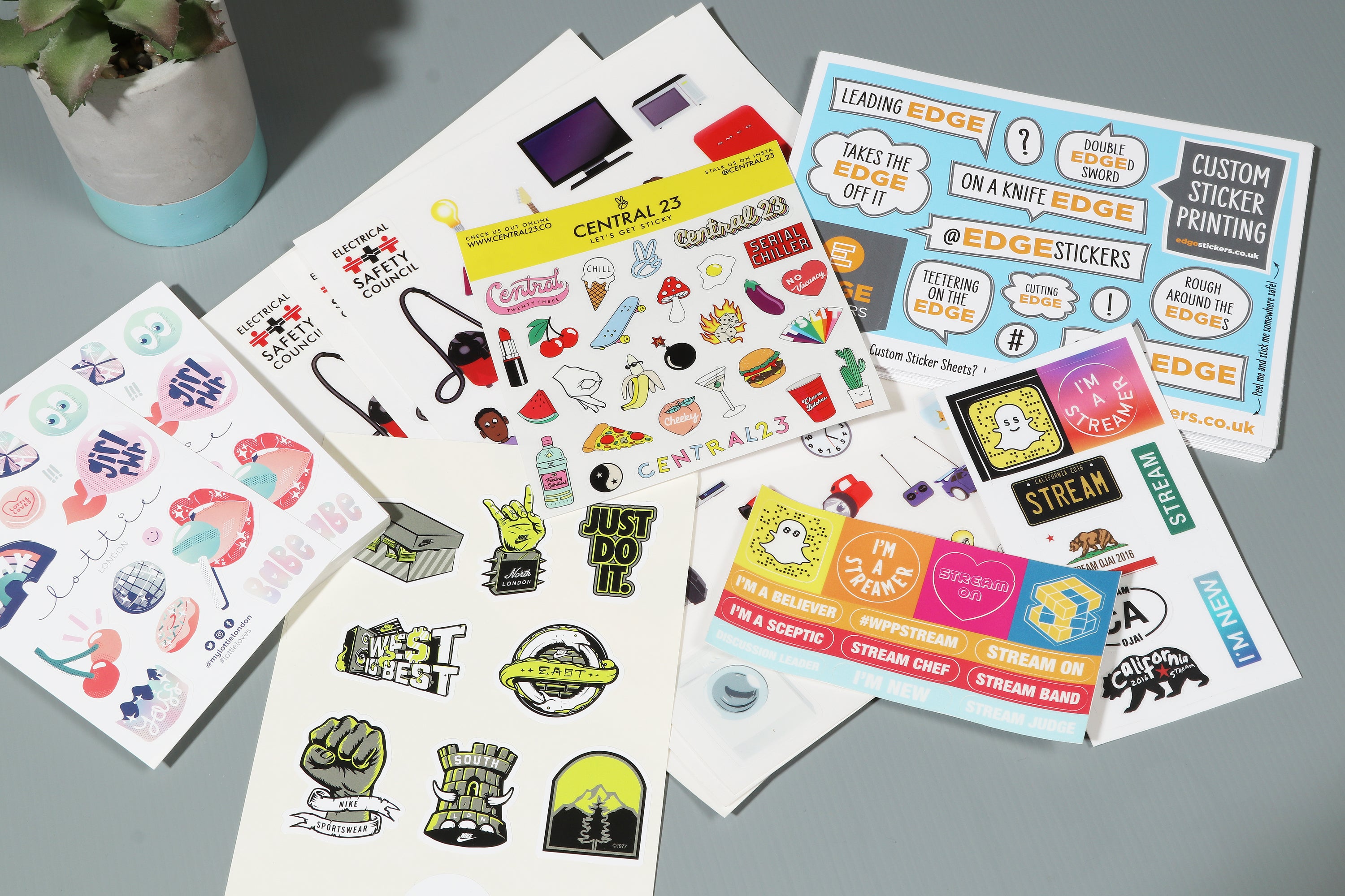 selection of custom printed stickers