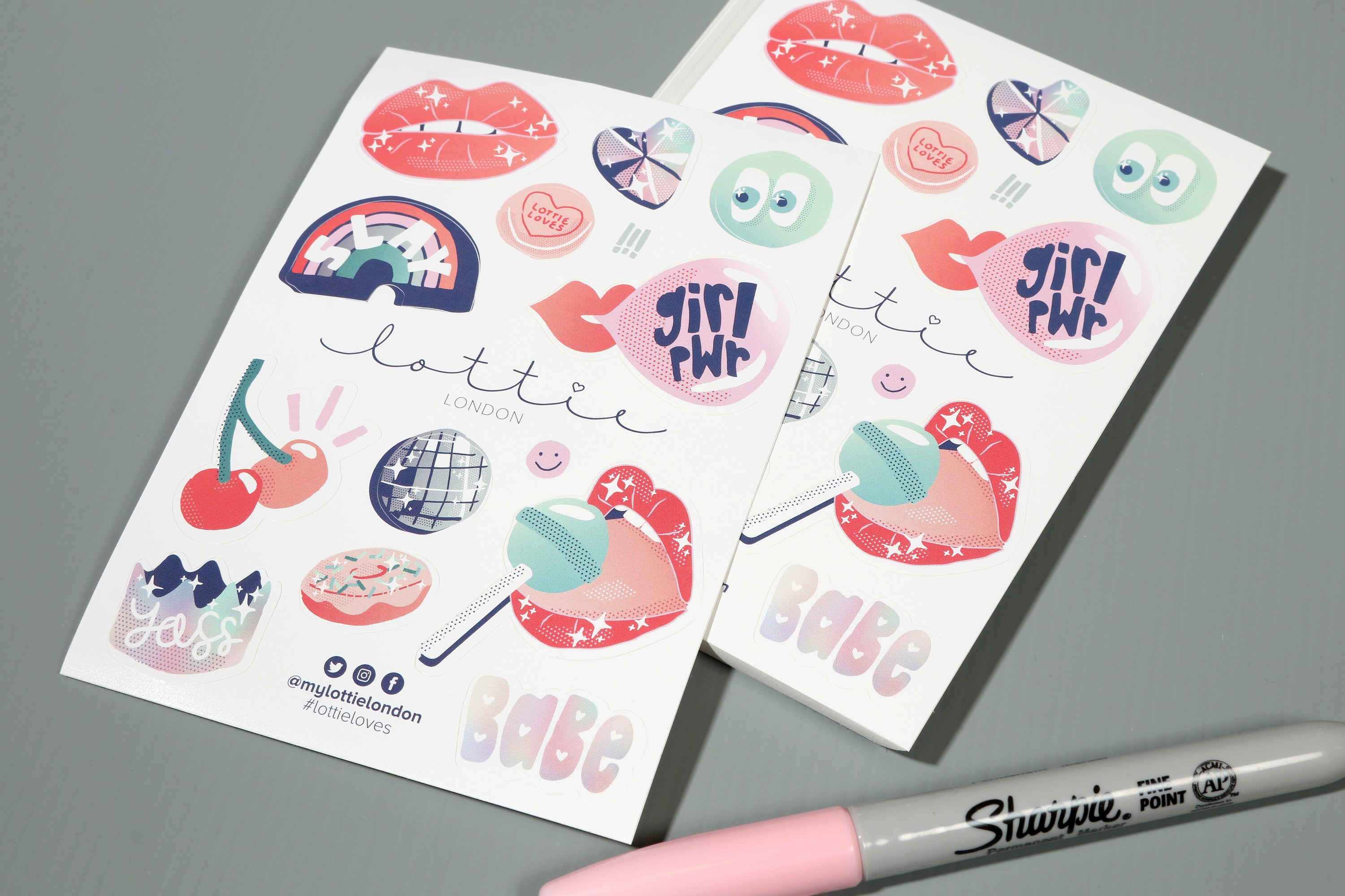 Lottie London cartoon sticker sheets