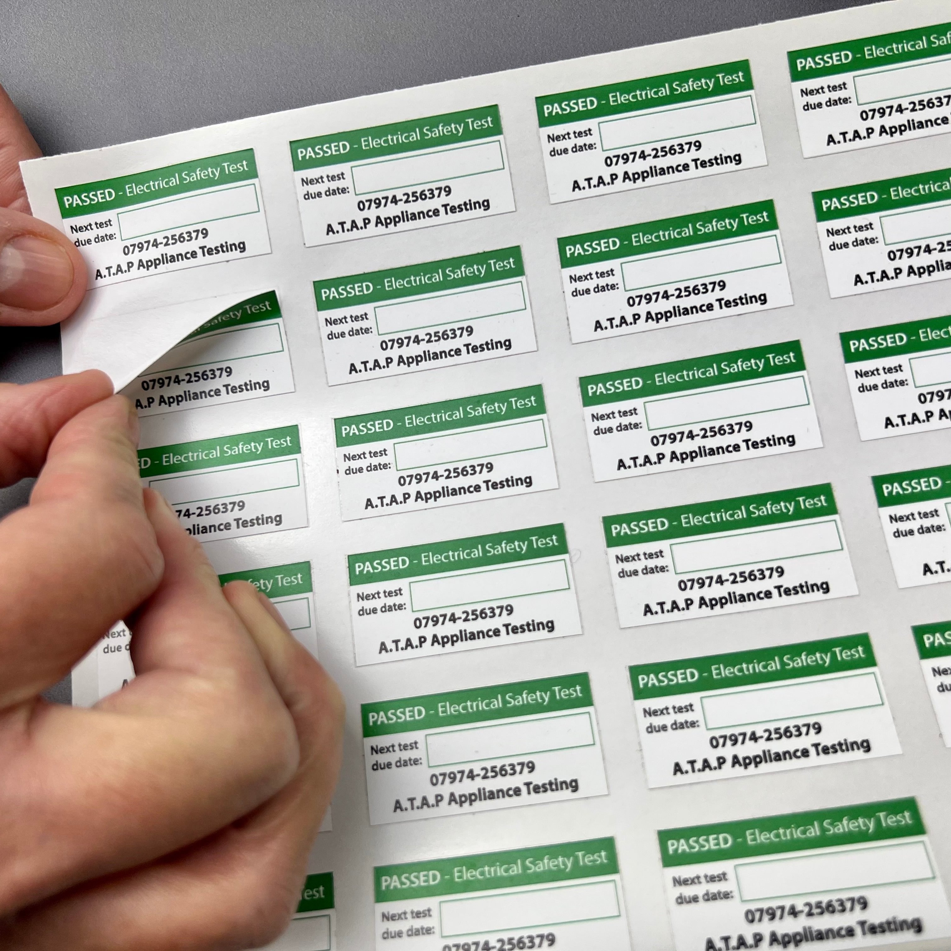 Electrical safety test stickers