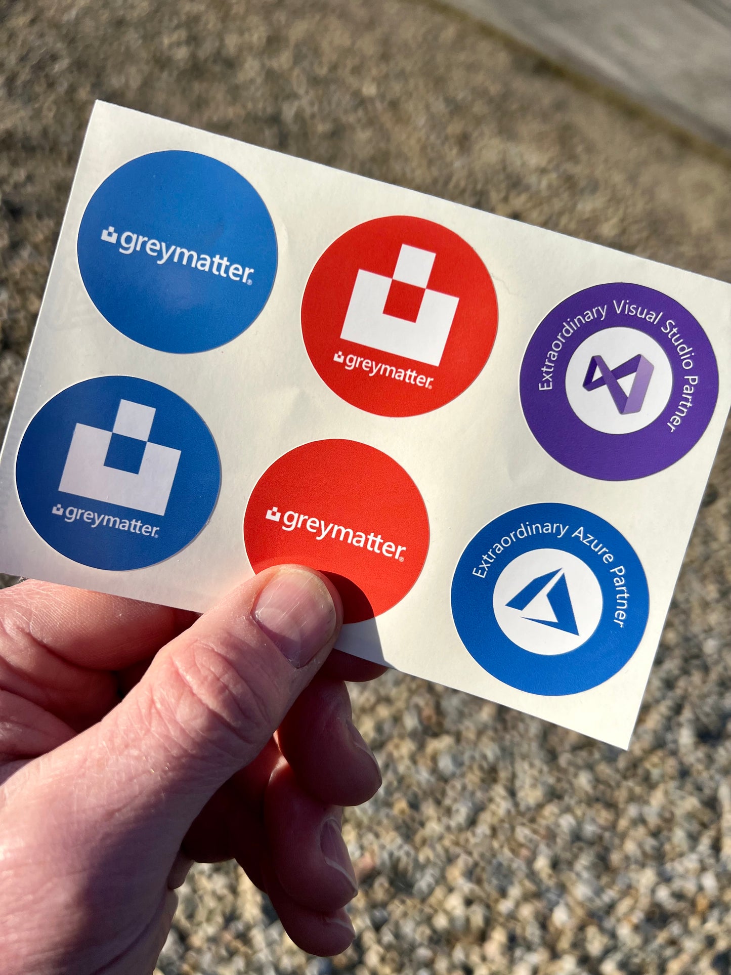six circle stickers on a sheet