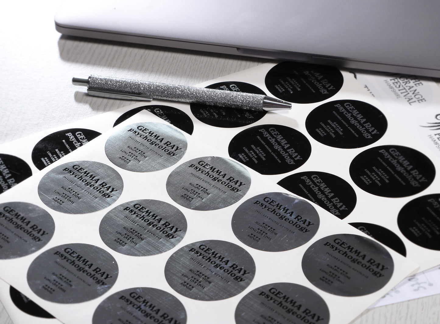 silver circle logo stickers